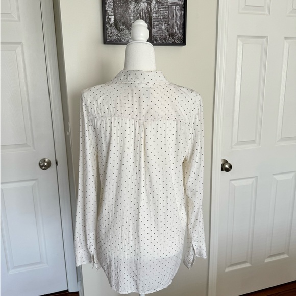 POLKA-DOT 3/4 BUTTON DOWN BLOUSE, L - Picture 2 of 5